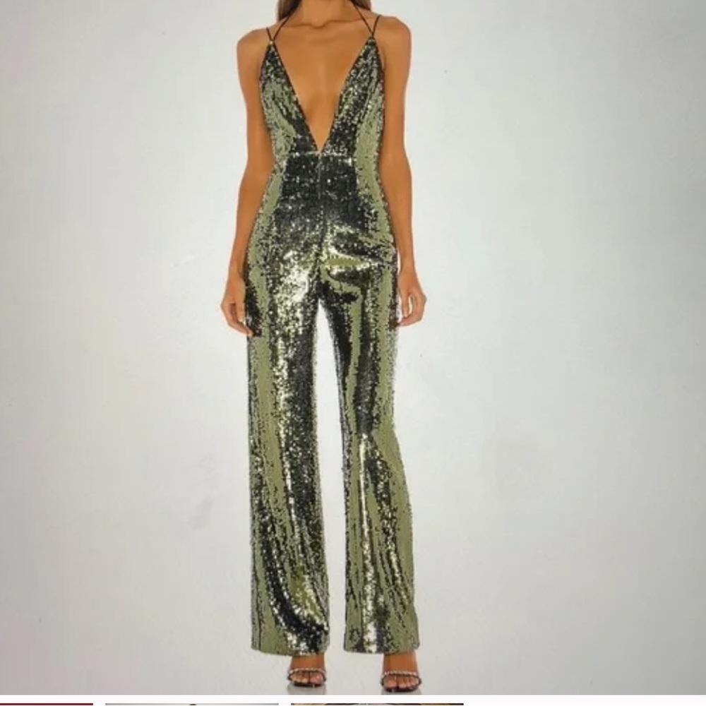 Camila Coelho Callie Jumpsuit in olive green LIKE NEW Size M